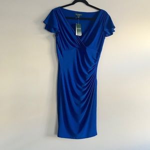 Lauren Ralph Lauren blue flutter shoulder dress